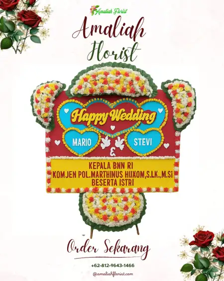 Papan Bunga Pernikahan Bahagia